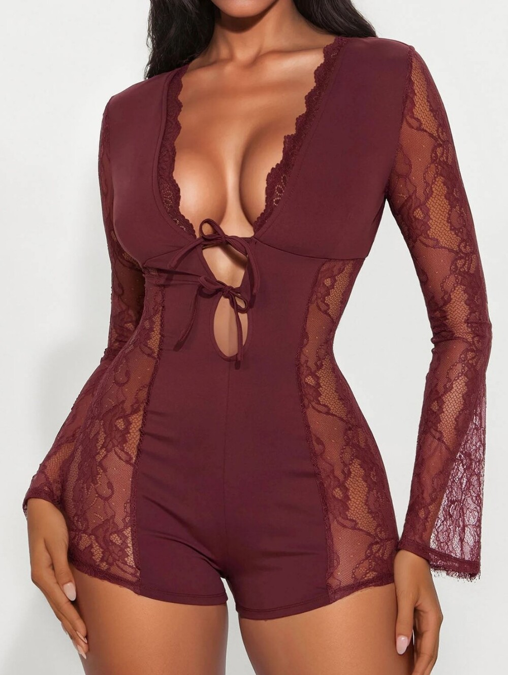 Cleo Lace Long Sleeve Romper